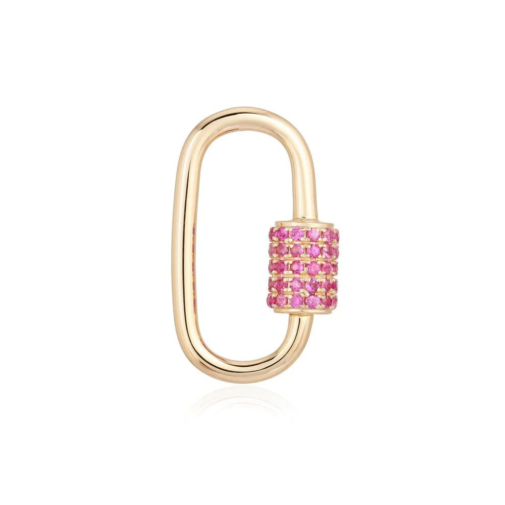 14K Pink Sapphire Carabiner Lock - Nolita