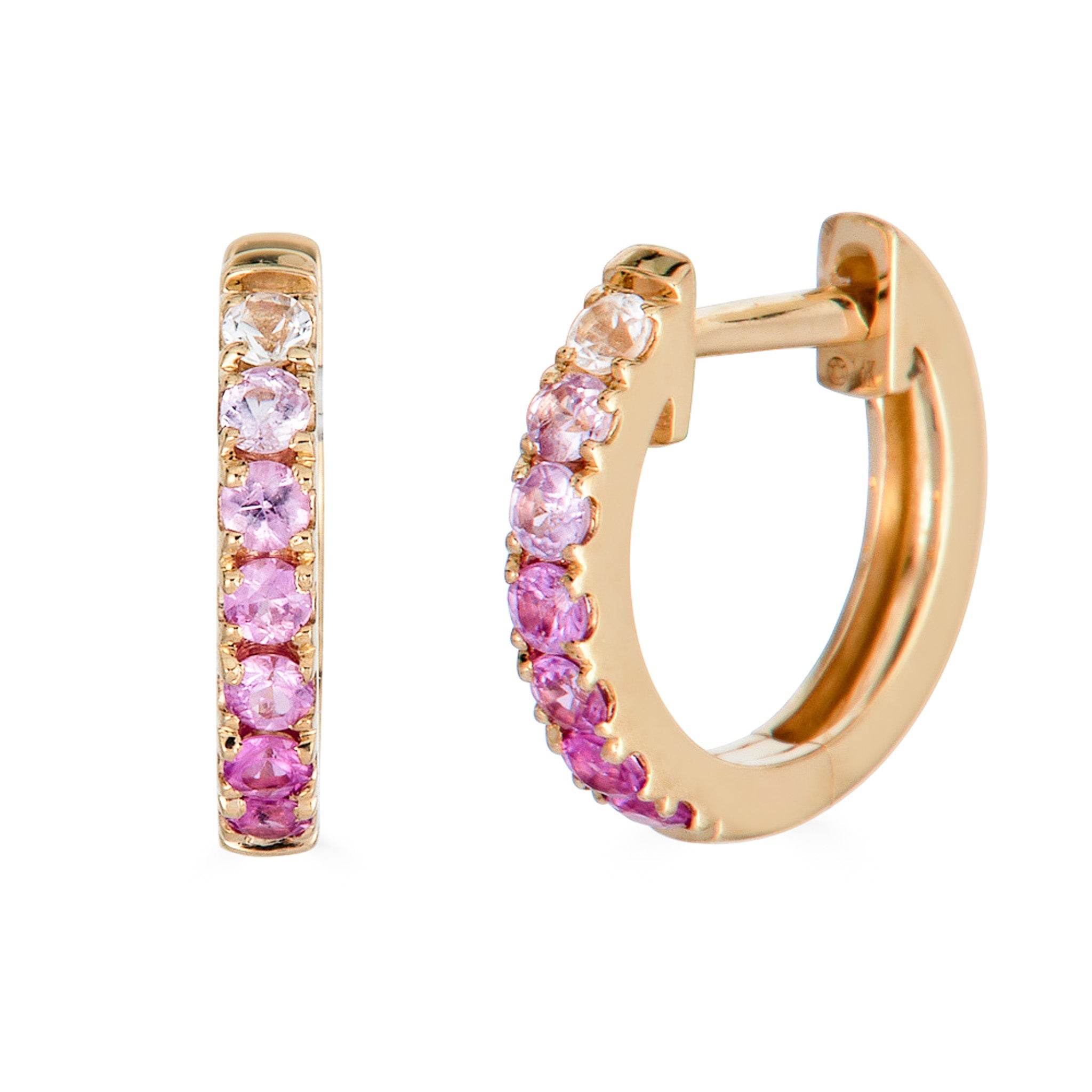 14K Pink Sapphire Ombre Huggies - Nolita