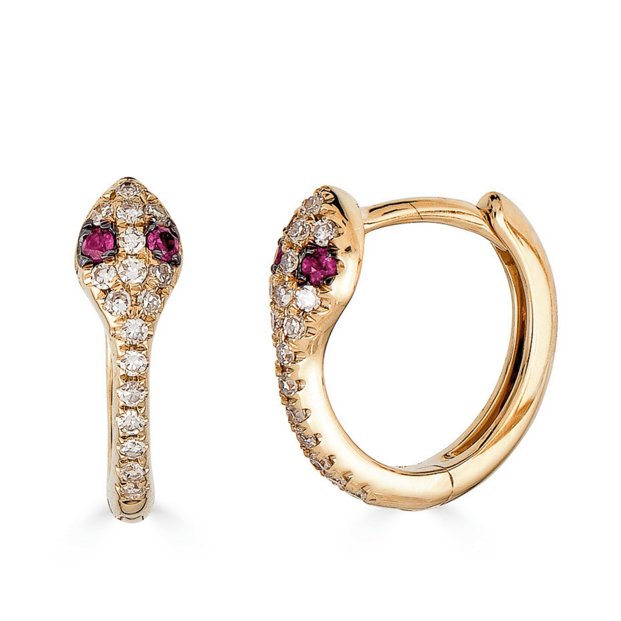 14K Ruby Diamond Snake Earrings - Nolita