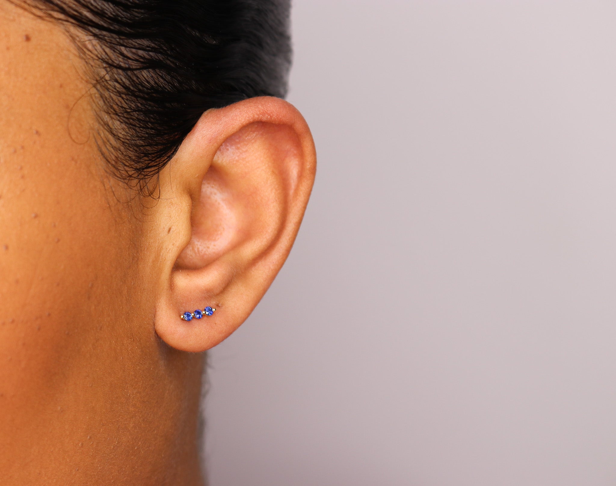 14K Sapphire Bubble Stud Earrings - Yellow Gold Single - Nolita
