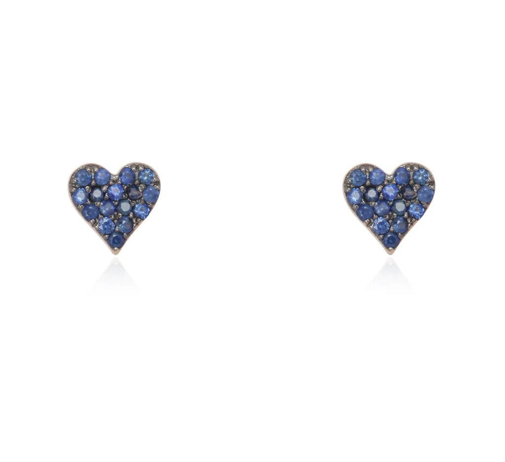 14K Sapphire Heart Stud Earrings - Nolita