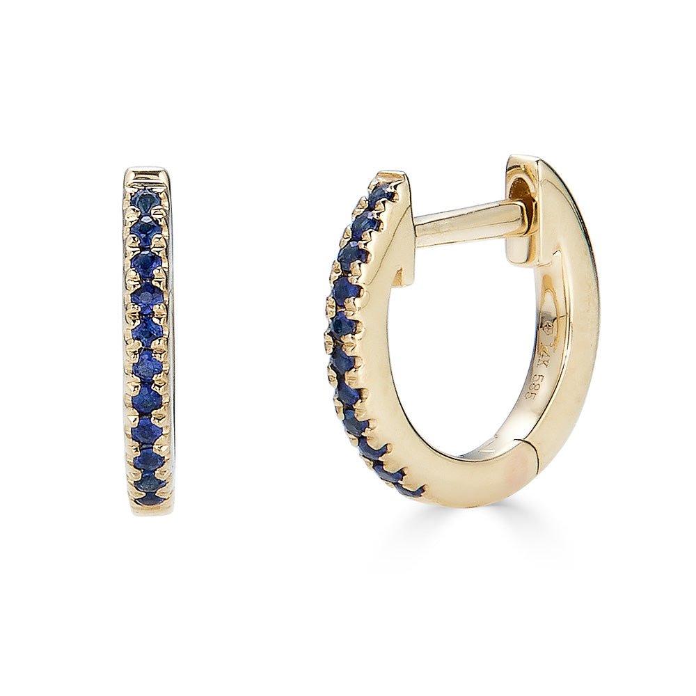 14K Sapphire Huggie Hoop Earrings - Nolita