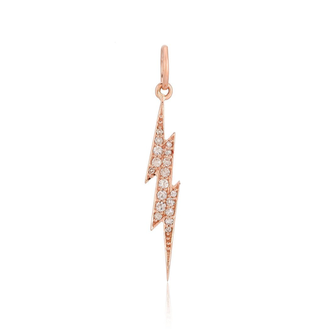 14K Small Diamond Lightning Bolt Charm - Nolita