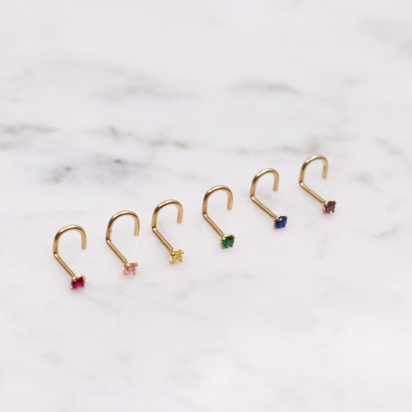 14K Solid Gold CZ Nose Stud - Nolita