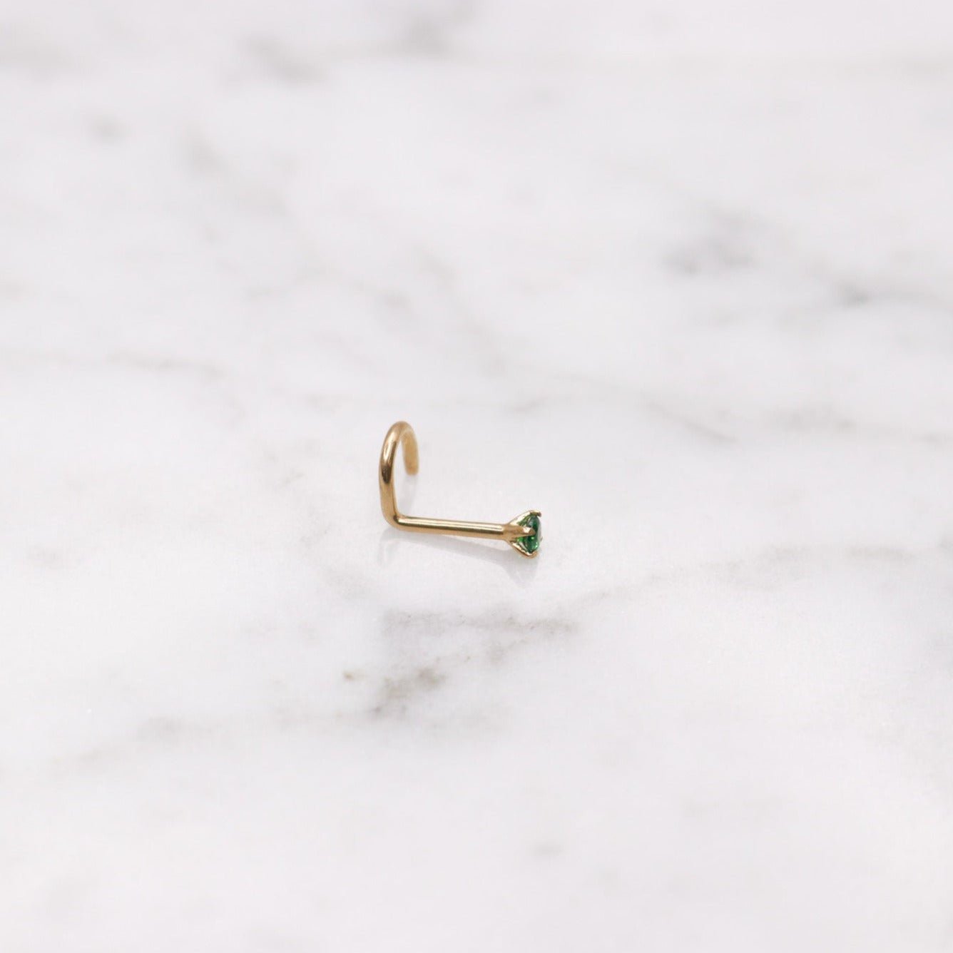 14K Solid Gold CZ Nose Stud - Nolita