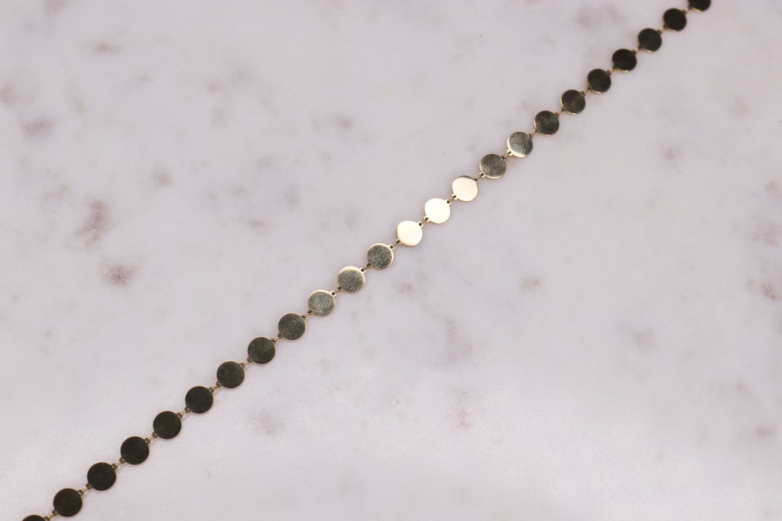 14K Solid Gold Disc Necklace - Nolita