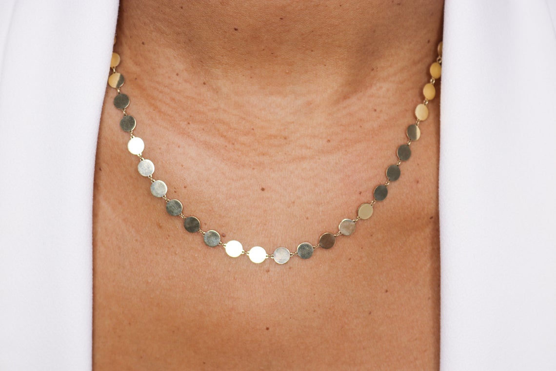 14K Solid Gold Disc Necklace - Nolita