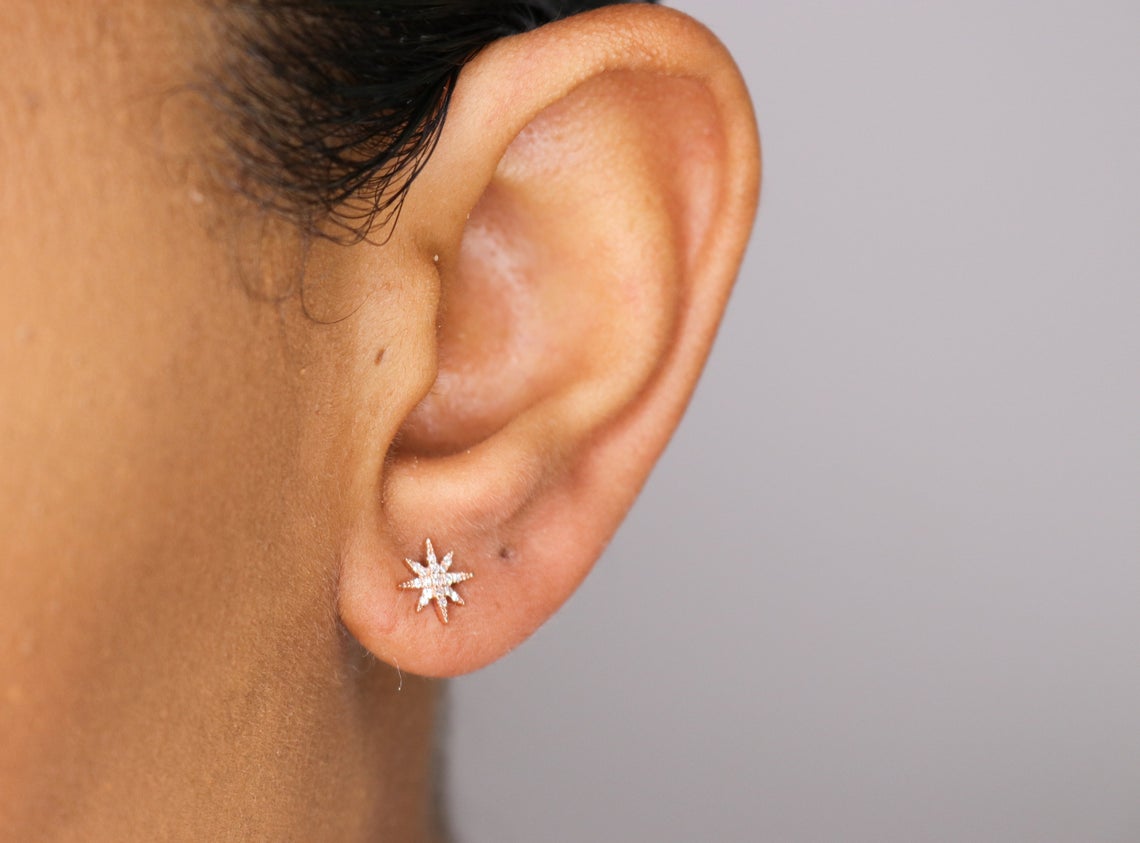 14K Starburst Diamond Studs - Nolita