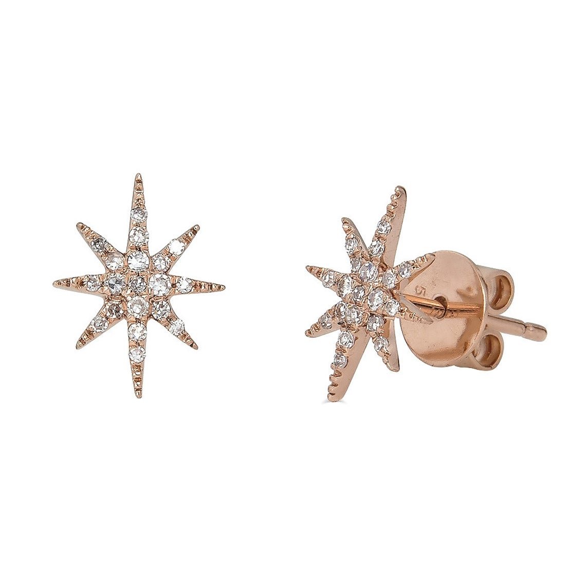 14K Starburst Diamond Studs - Nolita