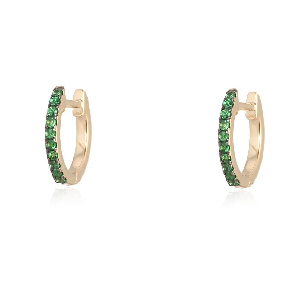 14K Tsavorite and Diamond Double Sided Huggies - Nolita