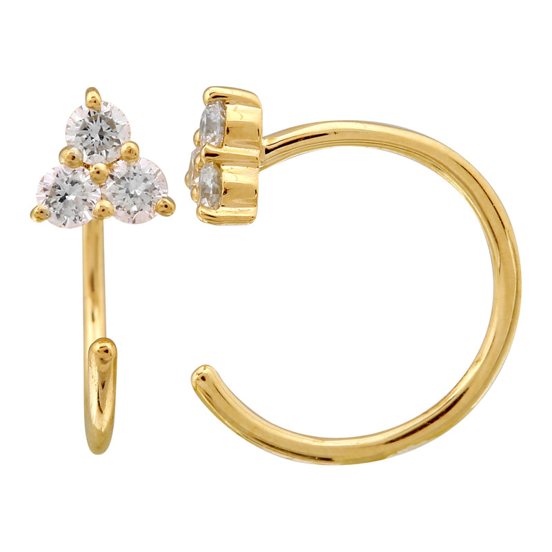 14K Yellow Gold Diamond Mini Threader Earrings
