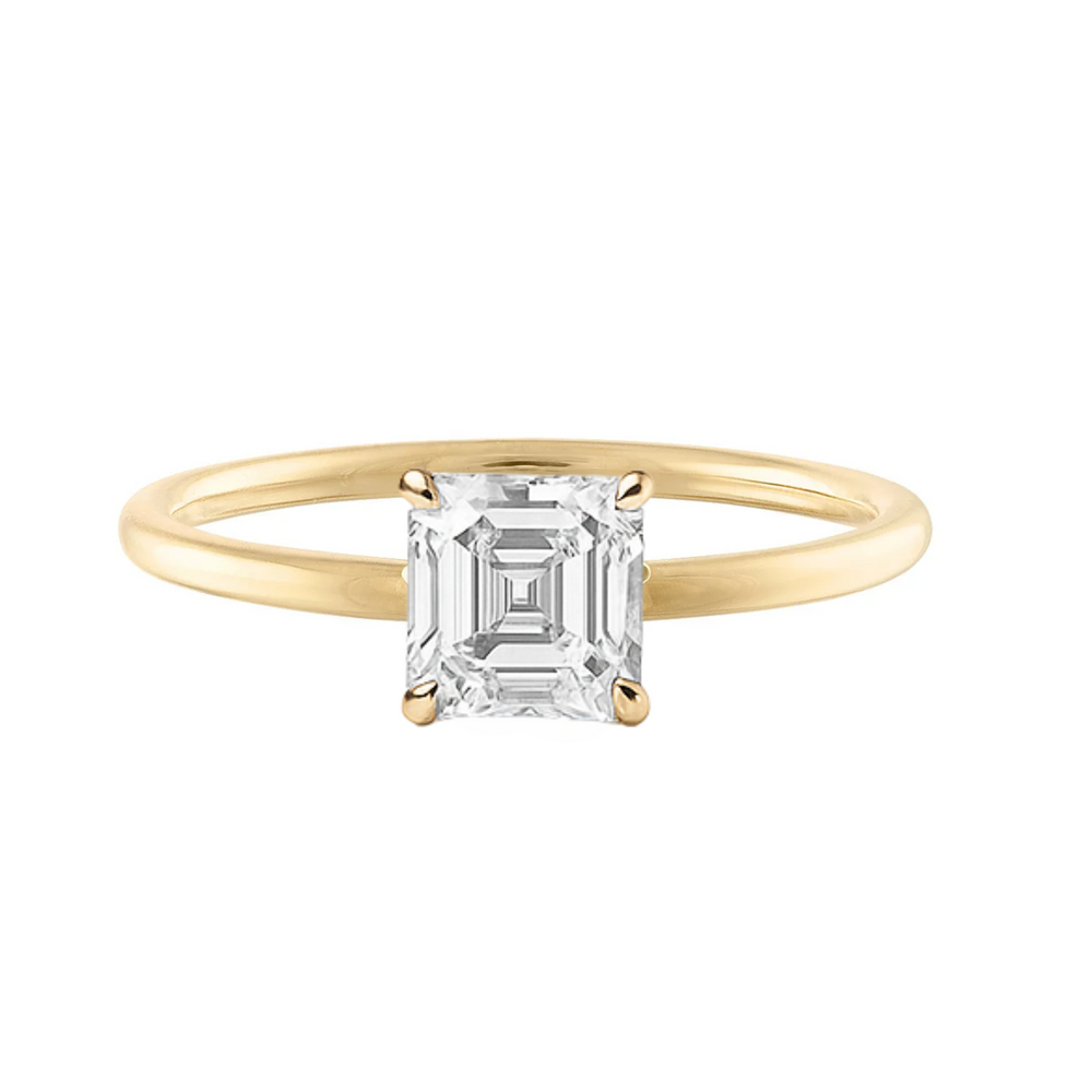 14K Asscher Lab Grown Diamond Solitaire Ring
