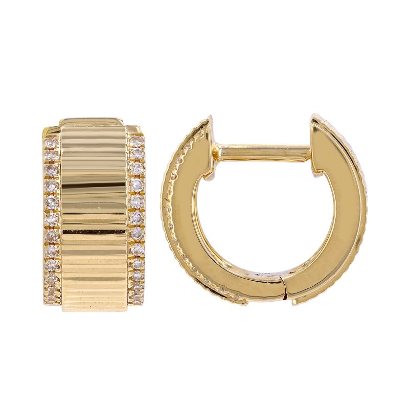 14K Gold Diamond Border Eternity Huggie Earrings