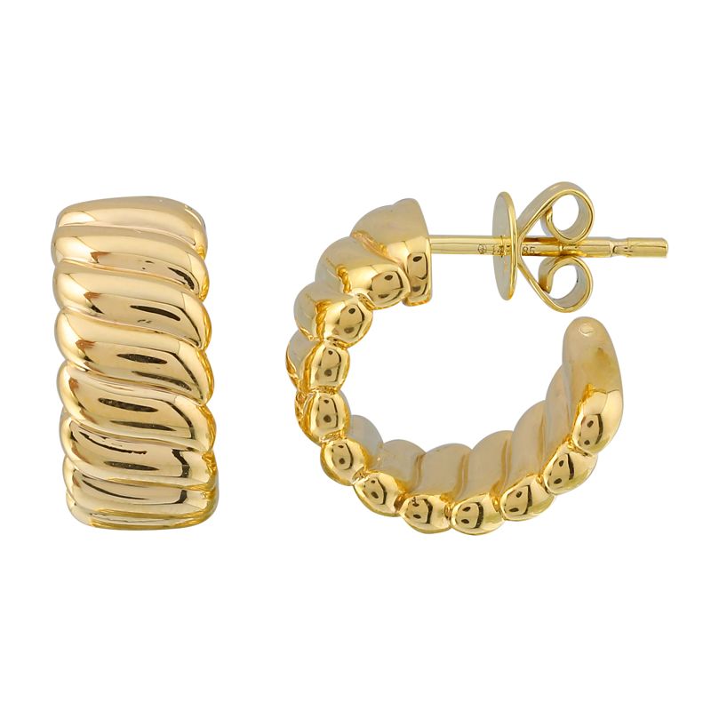 14K Gold Croissant Hoop Earrings