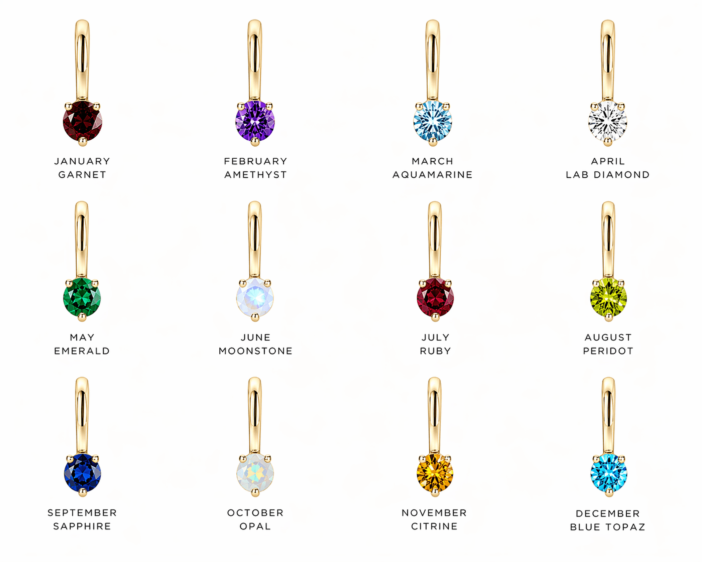 14K 3 Prong Birthstone Pendant - Nolita