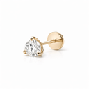 14K 3 Prong Round Lab Grown Diamond Flat Back Single Stud - Nolita