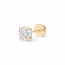 14K 3 Prong Round Lab Grown Diamond Flat Back Single Stud - Nolita