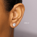 14K 3 Prong Round Lab Grown Diamond Flat Back Single Stud - Nolita