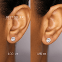 14K 3 Prong Round Lab Grown Diamond Flat Back Single Stud - Nolita