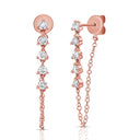 14K 5 Diamond Chain Stud Earrings - Nolita