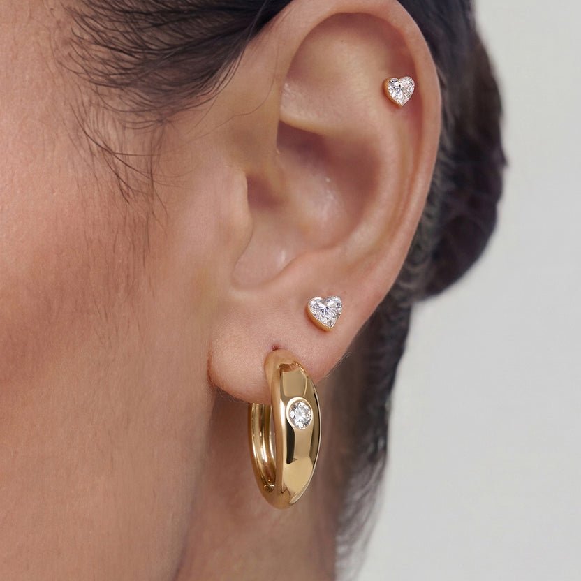 14K Amour Heart Lab Diamond Stud - Nolita