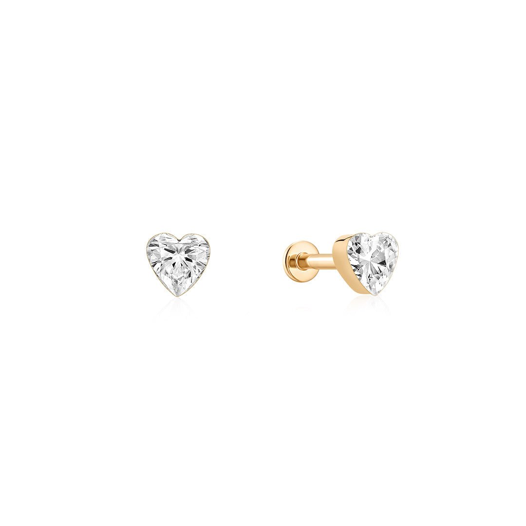 14K Amour Heart Lab Diamond Stud - Nolita