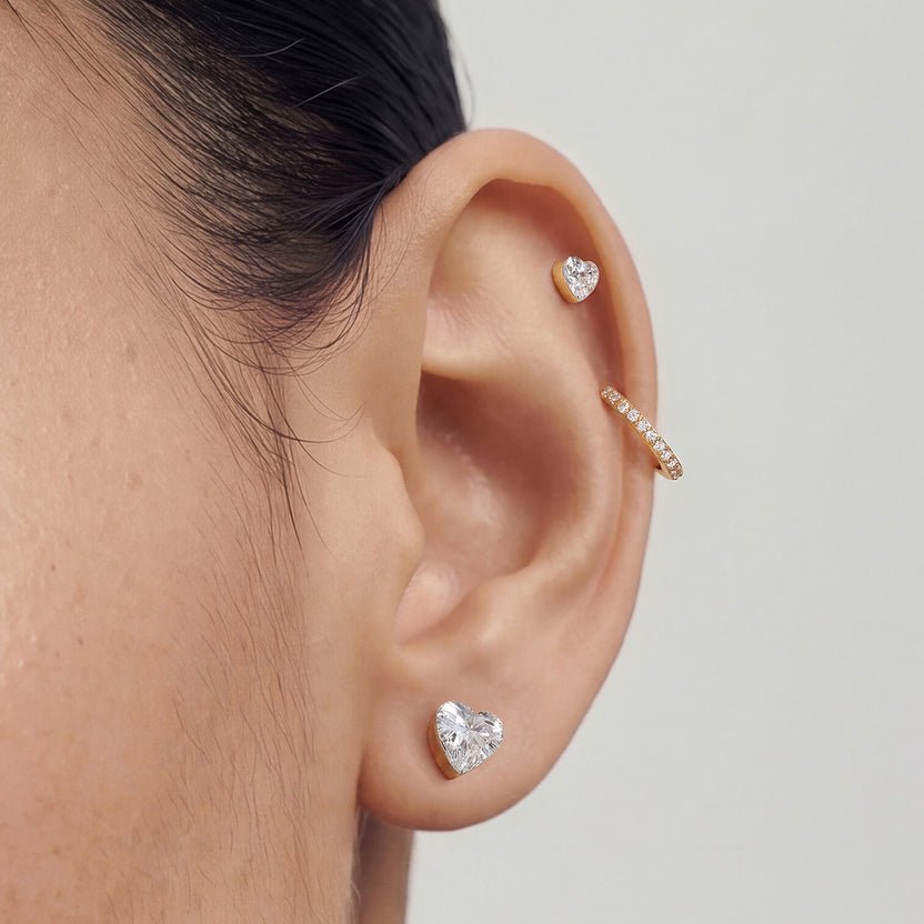 14K Amour Heart Lab Diamond Stud - Nolita