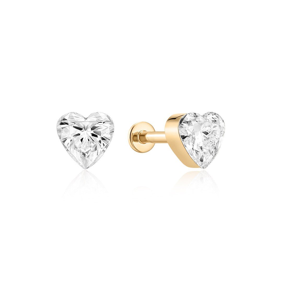 14K Amour Heart Lab Diamond Stud - Nolita