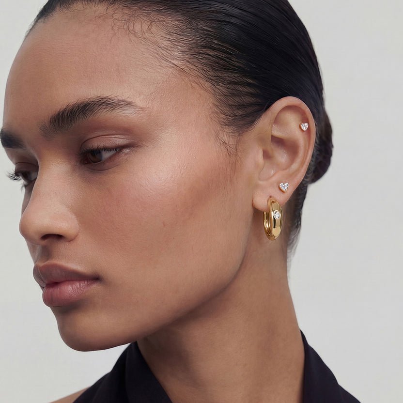14K Amour Heart Lab Diamond Stud - Nolita