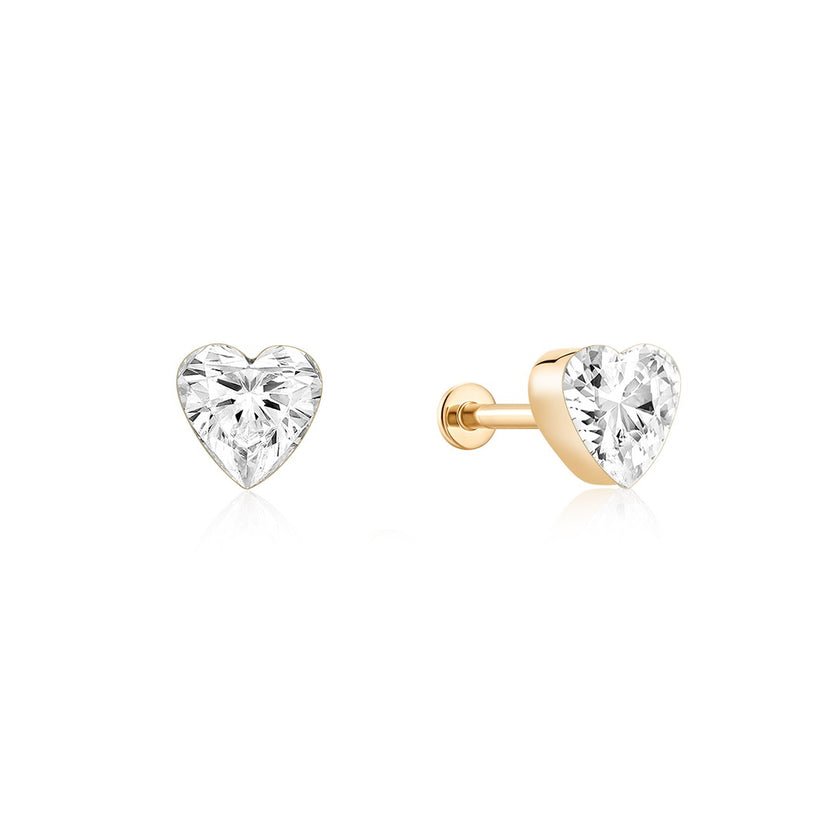 14K Amour Heart Lab Diamond Stud - Nolita