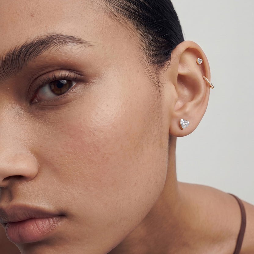 14K Amour Heart Lab Diamond Stud - Nolita