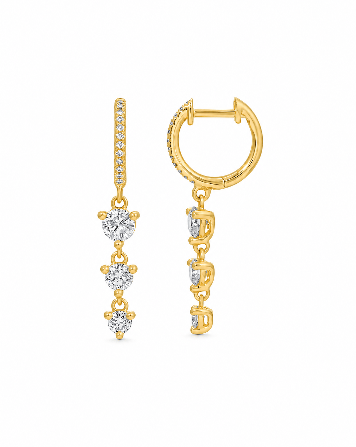 14K Aria Graduated Lab Diamond Drop Huggies - Nolita
