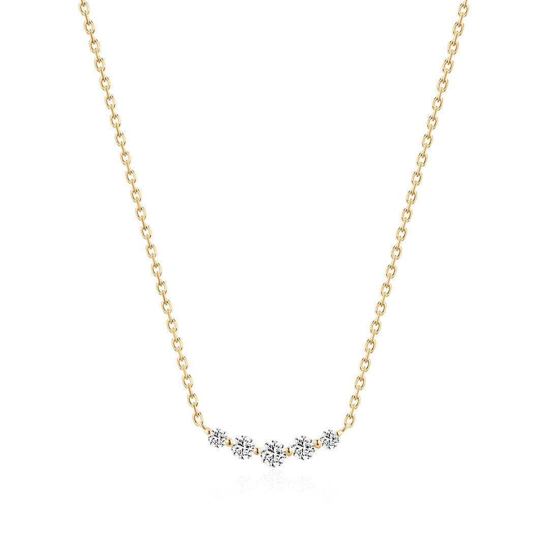 14K Aria Lab Diamond Curved Bar Necklace - Nolita