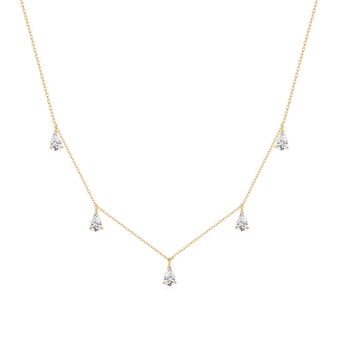 14K Aria Pear Lab Diamond Station Necklace - Nolita