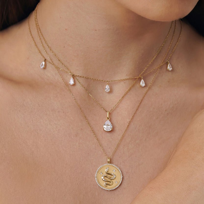 14K Aria Pear Lab Diamond Station Necklace - Nolita
