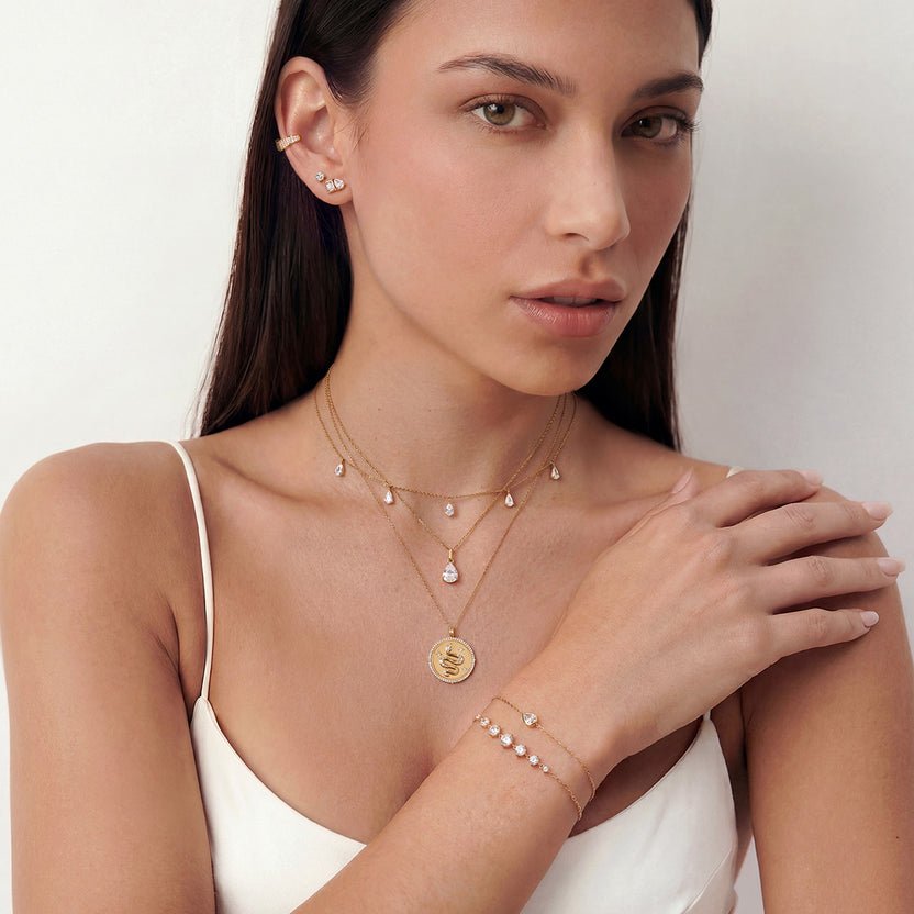 14K Aria Pear Lab Diamond Station Necklace - Nolita
