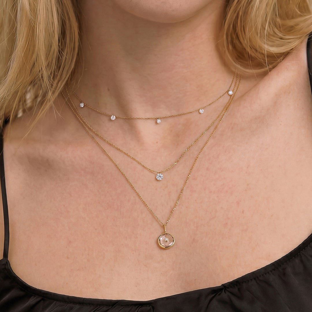 14K Aster Drilled Lab Diamond Station Necklace - Nolita