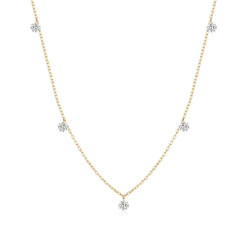 14K Aster Drilled Lab Diamond Station Necklace