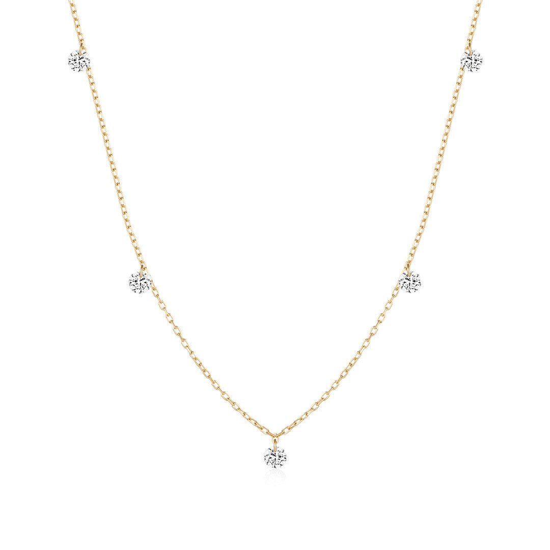 14K Aster Drilled Lab Diamond Station Necklace - Nolita