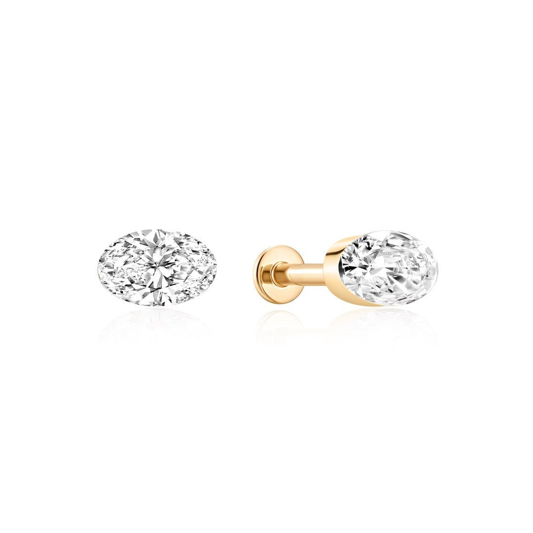 14K Aura Invisible Oval Lab Diamond Flat Back Stud - Nolita