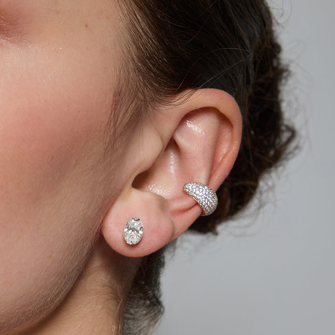 14K Aura Invisible Oval Lab Diamond Flat Back Stud - Nolita