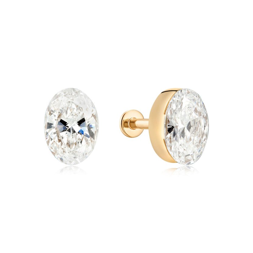 14K Aura Invisible Oval Lab Diamond Flat Back Stud - Nolita