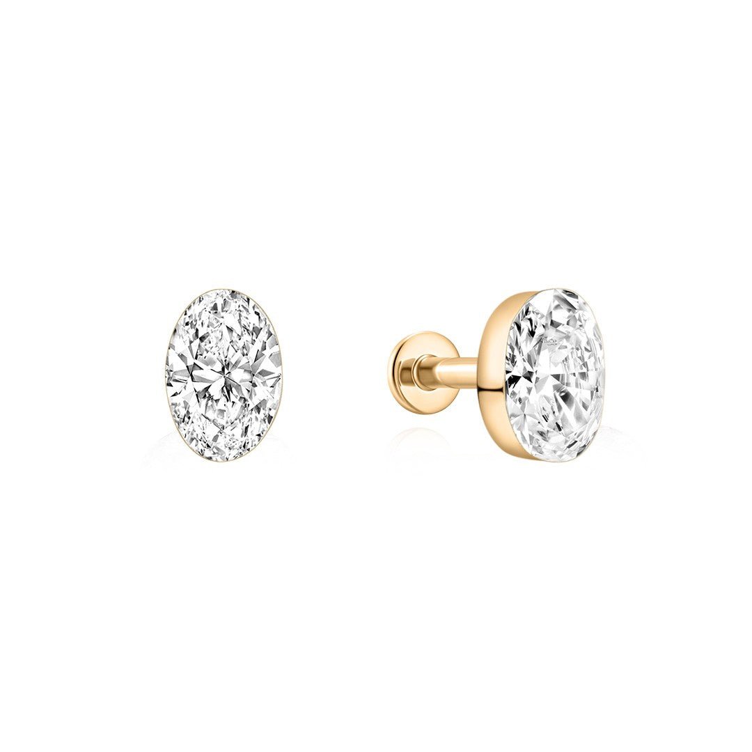 14K Aura Invisible Oval Lab Diamond Flat Back Stud - Nolita