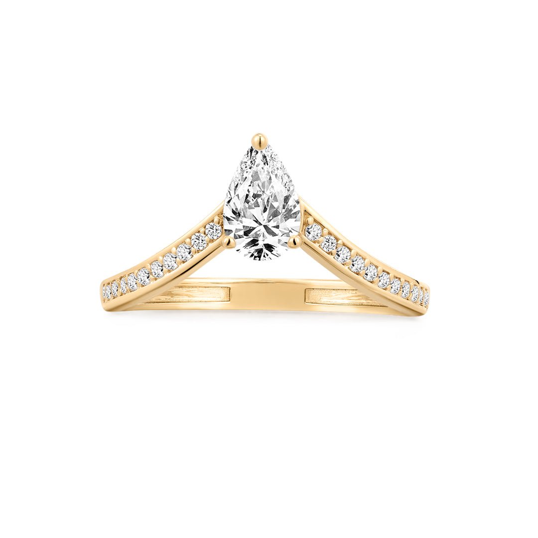 14K Aurelle Pear Lab Diamond Chevron Ring - Nolita