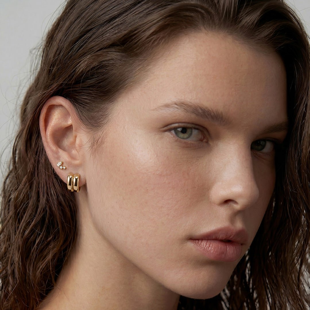 14K Aurora Cluster Lab Diamond Flat Back Stud - Nolita