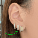 14k Baguette Diamond Huggie Earrings - Nolita
