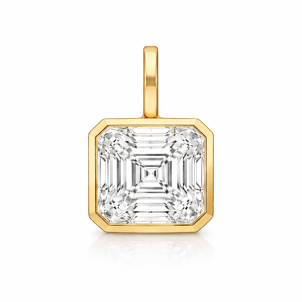 14K Bezel Asscher Cut Lab Grown Diamond Pendant - Nolita