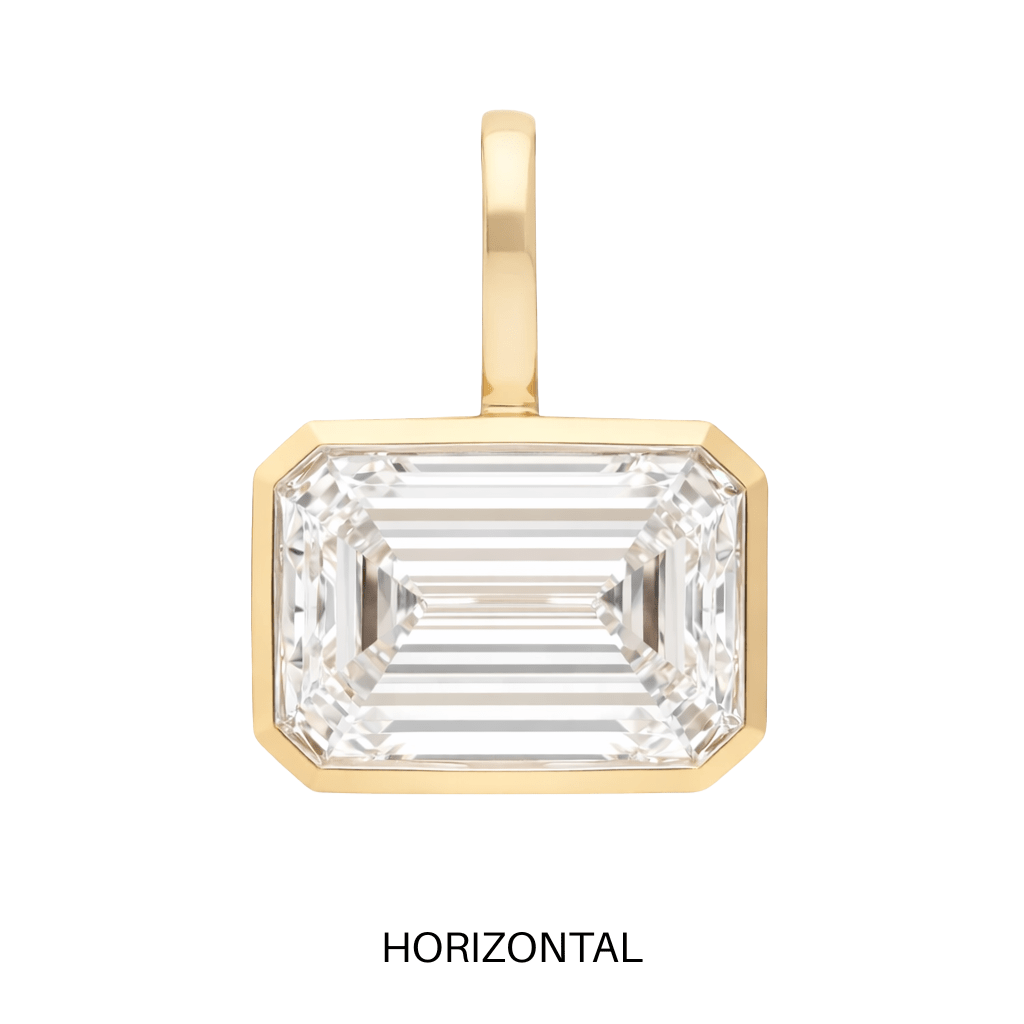 14K Bezel Emerald Cut Lab Grown Diamond Pendant - Nolita