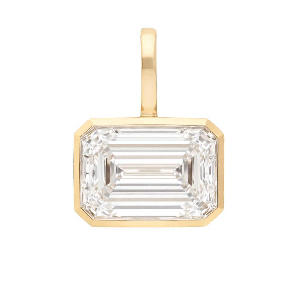 14K Bezel Emerald Cut Lab Grown Diamond Pendant