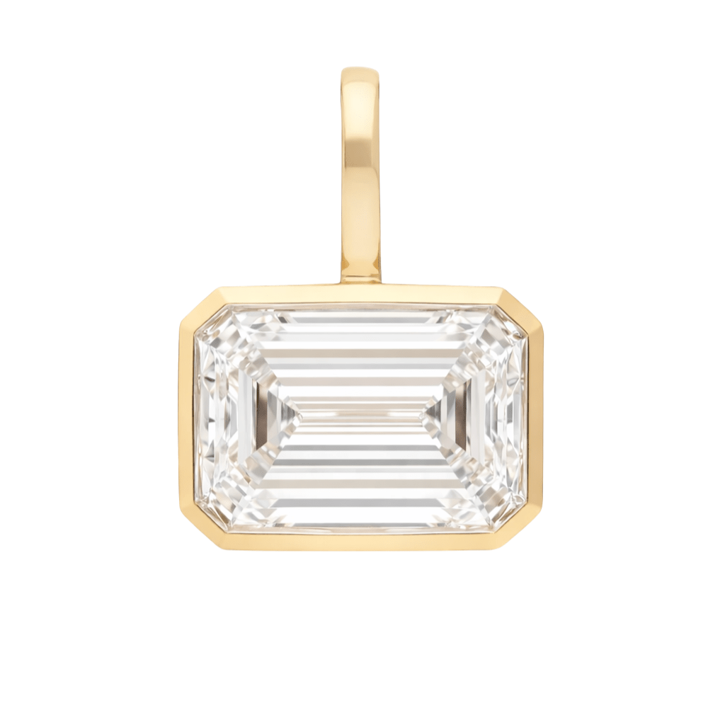 14K Bezel Emerald Cut Lab Grown Diamond Pendant - Nolita